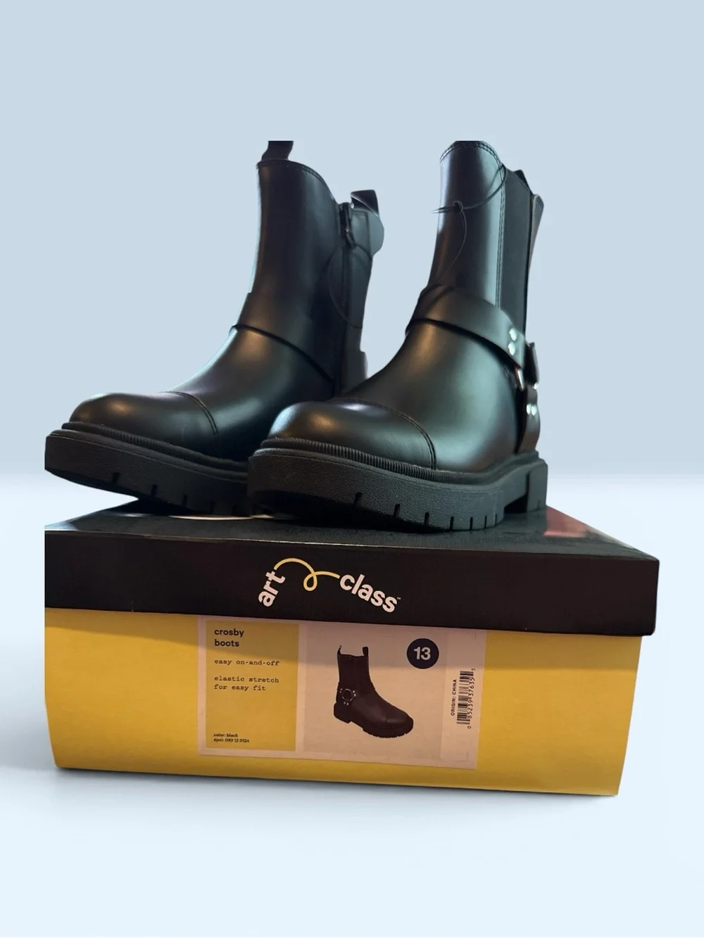 Art Class Black Crosby Kids' Chunky Chelsea Boots Sz 13C